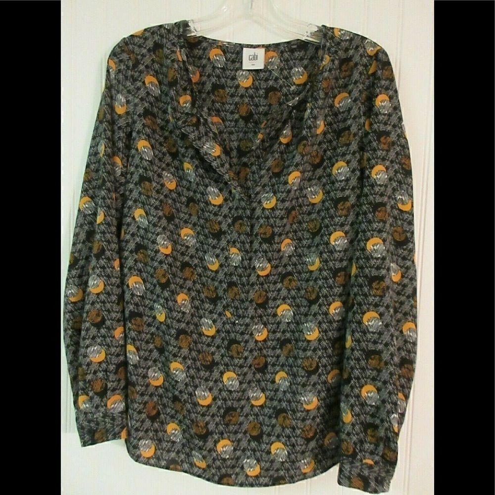 CAbi Solar Eclipse Moon Popover Blouse #3131 sz S